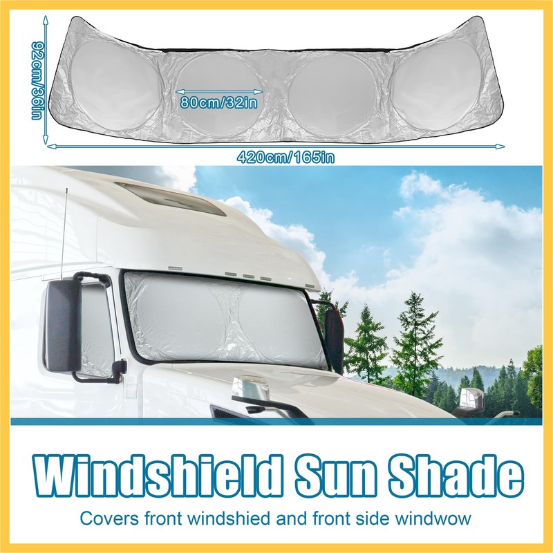 REPAIROCK Semi-Truck Sunshade for Windshield Side Window Full Covered 240T