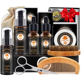 XIKEZAN Beard Kit for Men Grooming & Care w/Beard Conditioner, Wash, Oil, Balm, Brush, Comb,Birthday Fathers Valentines Gifts for Men Him Dad Husband Boyfriend Christmas Gifts Mens Stocking Stuffers