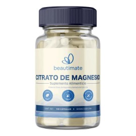 Citrato De Magnesio 505mg 100 Cápsulas, Alta Absorción, Premium, Sin Rellenos Ni Colorantes Y Natural, Beautimate