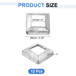 uxcell 12Pcs Post Base Cover, 3.75"x3.75" (Internal Size 2"x2") Metal Split Style Post Skirt, Porch Column Wrap for Post Fence Deck Cable Railing Baluster Stair Rails, Silver