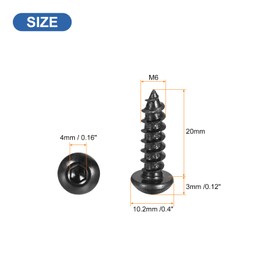 sourcing map Hex Socket Self Tapping Screws, M6 x 20mm Carbon Steel Wood Screw 25pcs