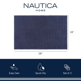 Nautica 100% Cotton Kitchen Towels Set of 3 | 18" X 28" Super Absorbent Reusable Cleaning Cloths, Tea Towels, Hand Towels for Drying Dishes | Red Stripe/Navy Dish Towels for Kitchen Shops & Bars
