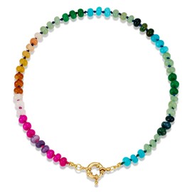 LILIE&WHITE Pearl Necklaces for Women Boho Necklaces Gemstone Necklace Colourful Pearl Necklace Rainbow Stone Necklace Fashion Pearl Gemstone Necklace Jewellery, 1, 1