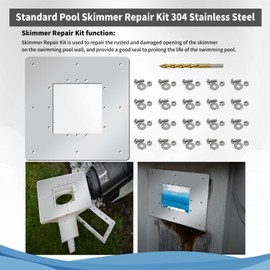 XJJ Standard Pool Skimmer Repair Kit 304 Stainless Steel 12.5" W 12" H Compatible with Hayward SP1091LX SP-2094 1094SPA 1094H 10950M Hydrotools 8940, Pool Wall Repair Panel,Opening 5-5/8"H x 6" W