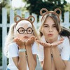 CURASA Chipmunk Ears Round Frame Glasses Brown Bear Ears Headband