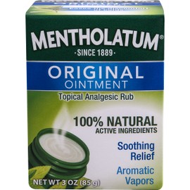 Mentholatum Original Ointment to Help Relieve Chest Aches associated with Cold, 100% Natural Active Ingredients, Aromatic Vapor soothes Nasal Passage, 3 Ounce (85g)