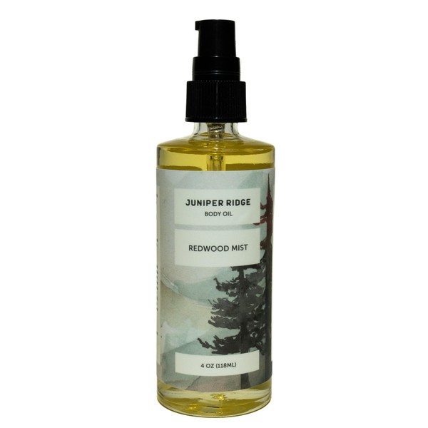JUNIPER RIDGE Redwood Mist Moisturizing Body Oil - Hydrating Skin Care - Scented with Essential Oils - Perservative Free - 4oz - Packaging May Vary