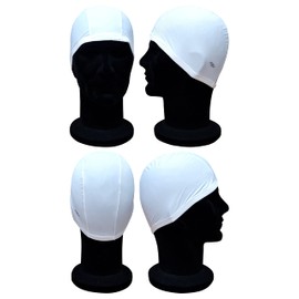 Blue Reef Elasticated Spandex Stretchy Anti Tear Easy Fit Plain Non Waterproof Deluxe Pull On Swimming Hat Swim Cap One Size Suitable For All Ages 3+ Years (White)
