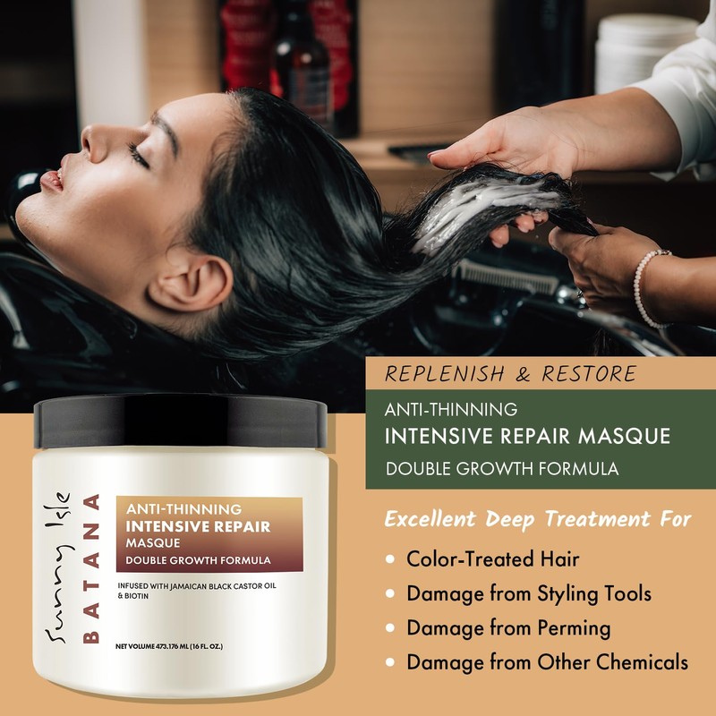 Sunny Isle Batana Anti-Thinning Intensive Repair Masque 16oz Infused with