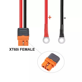 Sebatech 10 AWG XT60i Female Connector O Ring M8 Terminal Battery Solar Charging Cable - 5 FT