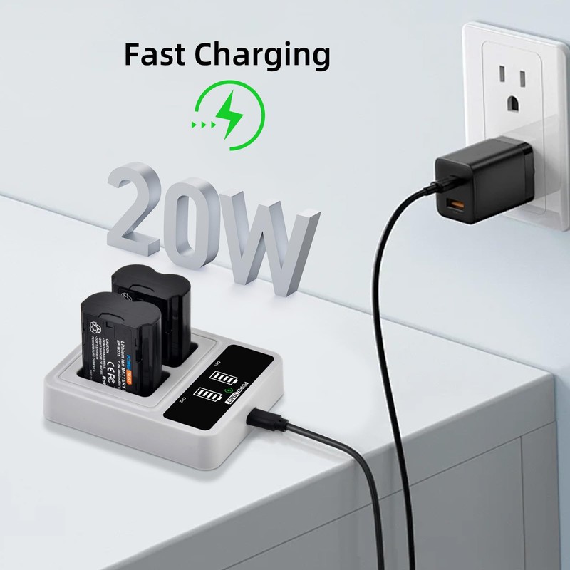 PowerTrust 2-Pack NP-W235 Battery and 20W Fast Charger