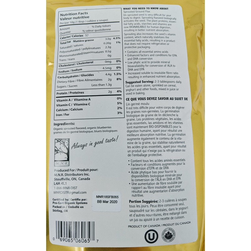 Always In Good Taste! Sprouted Organic Ground Flax with Blueberries