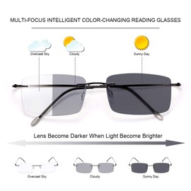 YIMI Photochromic Progressive Multifocus Reading Glasses for Men Women UV400 Sun Readers Computer Anti Blue Light Glasses(Black, 1.50, multiplier_x)