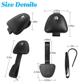 Norkmdi Sunglasses Holders for Car Visor, Magnetic Leather Vehicle Sun Visor Eyeglasses Hanger Clip, Automotive Interior Glasses Ticket Card Organizer, Universal for SUV RV Truck (Red)