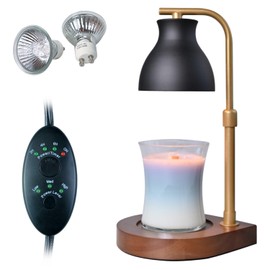 Candle Warmer Lamp with Timer - Electric Black Gold Adjustable Candle Lamp Warmer, Birthday Gifts for Women, Mothers Day Gifts for Mom, House Warming Gifts New Home for Jar Candles with 2 Bulbs
