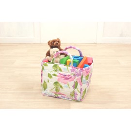 Printed Quilt Soft Basket Approx. 12.2 x 10.2 x 9.8 inches (31 x 26 x 25