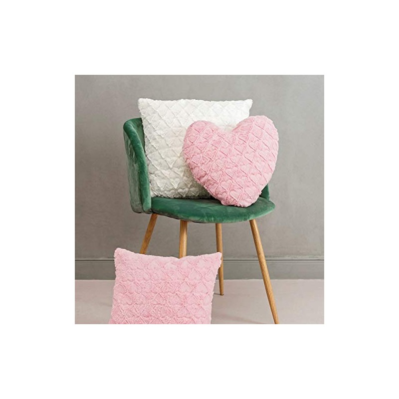 MAGMA Fluffy Hearts Decorative Cushion 40 x 35 cm White