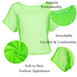 YADODO Costume 80s Women's Accessories Neon with Shirt Net, Leg Warmer, Hairband, Evening 80s 90s Disco Costume Carnival Party Neon (Green)