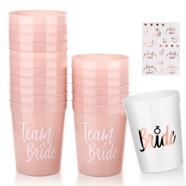 MICHIHOMIE 14 Pack Hen Party Cups, Hen Do Accessories, 16Oz Plastic Bride Tribe Cup, Team Bride Cups and Tatto Set for Bachelorette Party
