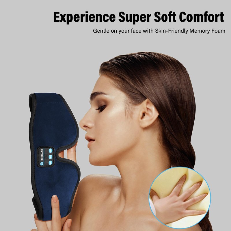 Sleep Mask with Bluetooth Headphones, 3D Sleep Mask Wireless Music