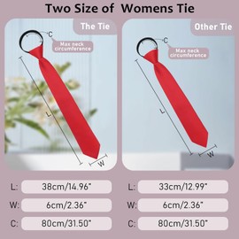Luckyvestir Ties for Women, Zipper Womens Black Red Tie, School Uniform Ties for Girls Boys Shirts (Zipper386:Red)