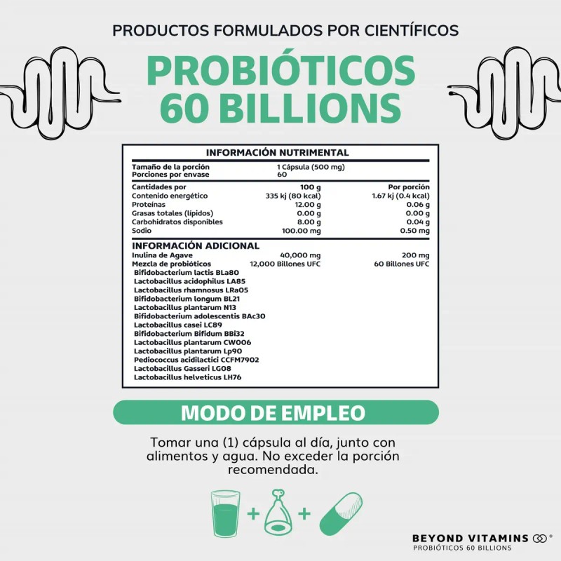 Probioticos Billion Ufc Prebióticos Prebiotic Cepas Tecnología Microencapsulación Capas Vegano