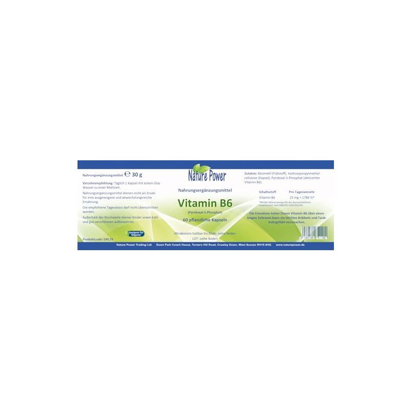 Vitamin B6 (Pyridoxine) | Pyridoxal 5-Phosphate | 60 Vegetable Capsules