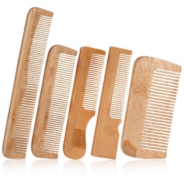 Pack of 5 Wooden Comb Hair Wooden Comb Wood Antistatic Bamboo Comb Set Handy Pocket Comb Set Made of Natural Bamboo, for Long, Short, Curls Hair, All Hair Types