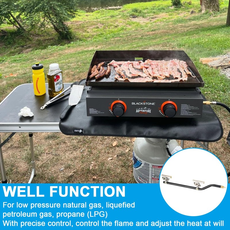 Griddle Burner Valve with Igniter Port and Gas Pipe for