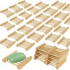 LOPYXBR 60 PCS Bamboo Soap Dish for Shower 3.3x3.5x0.7 Inch