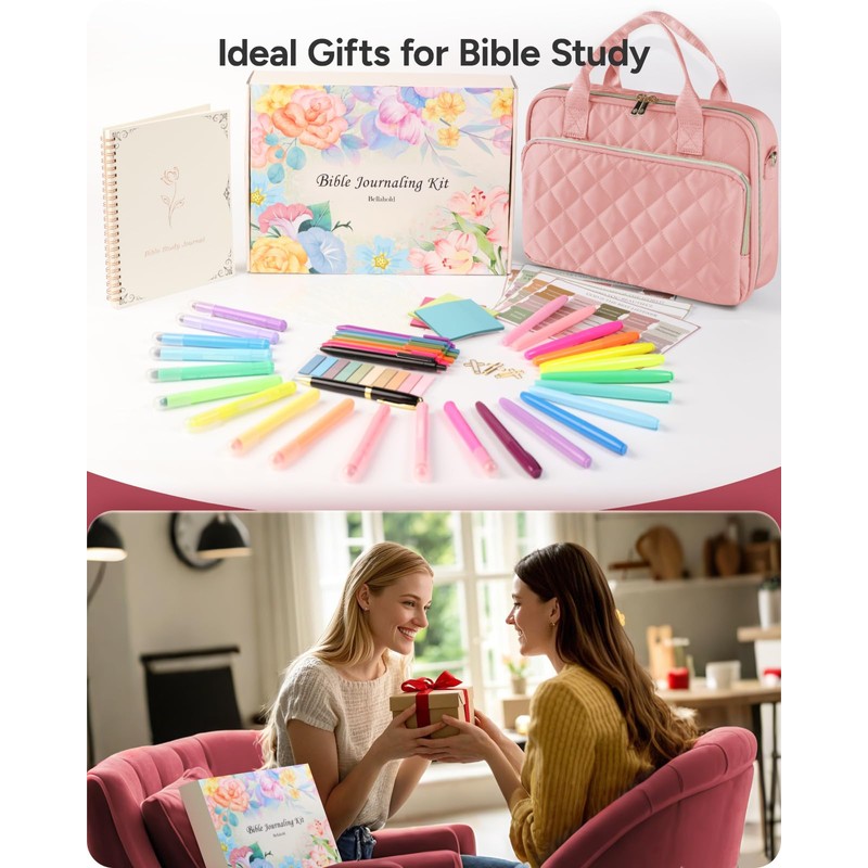 Bible Journaling Kit – Quilted Bible Cover Case for Women,