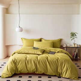 CLOTHKNOW Moss Green Full Size Comforter Sets 3Pcs Chartreuse Bedding Comforter Sets Soft Moss Green Comforter with 2 x Pillowcases Men Women Comforter