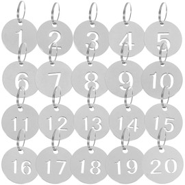 DOITOOL 20pcs Stainless Steel Tags with Labels for Keys Luggage Lockers Round Id Key Ring Tags for Organization and Identification and Practical for Pool Supermarket Sauna Fitness