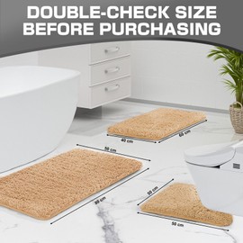 wyewye Microfibre Bath Mat, 2cm Super Thick, Super Absorbent Bathroom Rug 40x60cm Camel