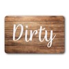 Dark Brown & White Wood Clean Dirty Magnet for Dishwasher,