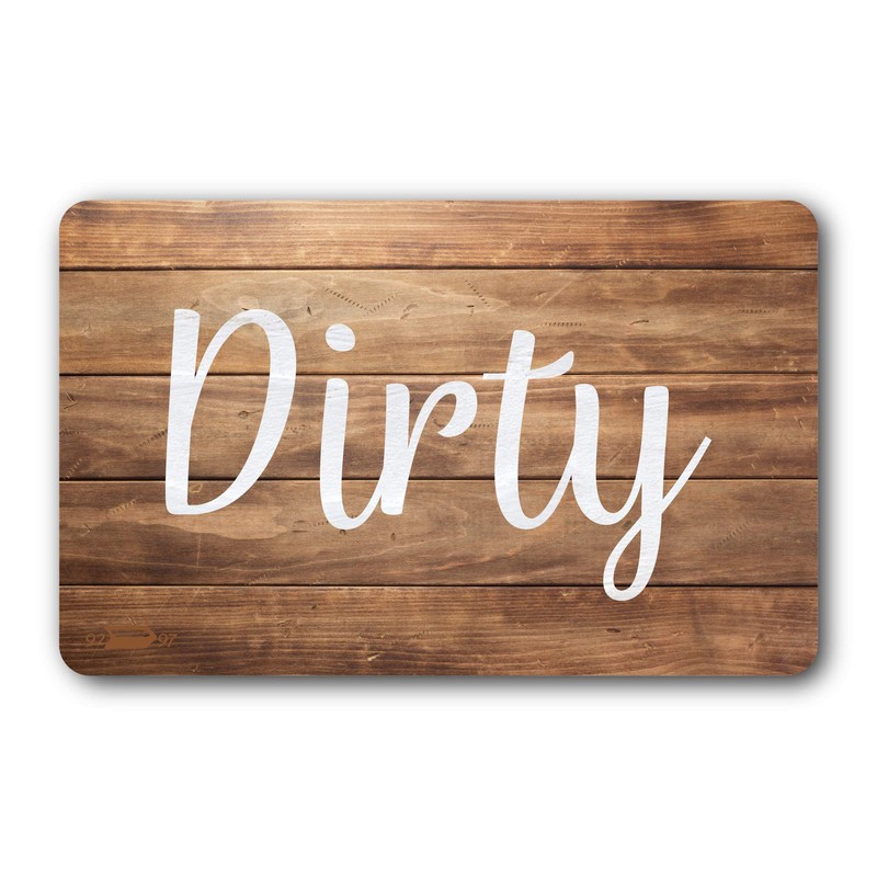 Dark Brown & White Wood Clean Dirty Magnet for Dishwasher,