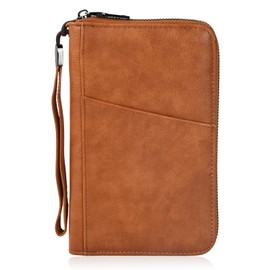 Amexo Passport Bag Passport Organiser Documents Travel Organiser Family Travel Organiser with RFID Blocker for Men and Women Credit Cards ID and Travel Documents, brown, Classic