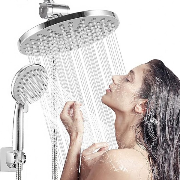 Rozin Chrome 6'' Rain Shower and 5 Settings Handheld Shower