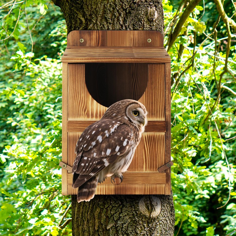 Yaoyiizy Owl House, Barn Owl Nesting Box with Bird Stand