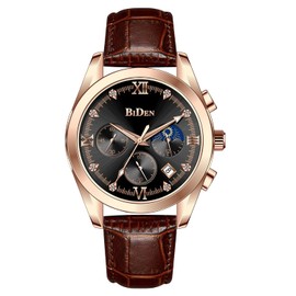 HANPOSH Mens Watches Chronograph Watches Men Analog Quartz Watch Waterproof Men's Wrist Watches Fashion Business Watch with Date Luminous Moon Phase