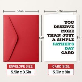 AnairsMo Simple Fathers Day Card for Dad, Father's Day Gifts for Dad Stepdad Papa, Fathers Day Card from Daughter Son Kids Step Daughter Stepson, Father‘s Day Greeting Cards from Kids