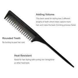 Professional Teasing Comb, Tail Comb for Root Teasing for Thin, Add Volume Fine and Normal Hair Types, Hair Comb For Women And Men, 8.75 Inches