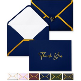 Mr. Pen- Blank Thank You Cards with Envelopes, 20 Pack, 4x6, Gold Foil Thank You Notes with Envelopes, Navy Blue Wedding Thank You Cards Wedding, Thank You Note Cards, Baby Shower Thank You Cards