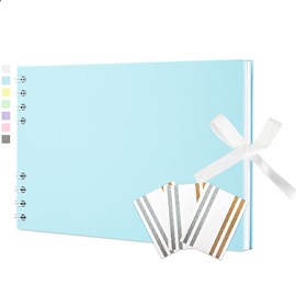 Vienrose Fotoalbum zum Selbstgestalten und Einkleben 21,5 x 15 cm, DIY Scrapbook Album mit 40 weißen Seiten, Spiralalbum für Baby, Hochzeit und Geburtstag, Hellblau