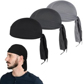 ZSKEUR 3 Piezas Durag, Durag Hombre, Bandanas Hombre, Unisex, Senderismo, Ciclismo, Escalar, Negro, Gris Oscuro, Gris Claro, One Size