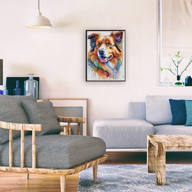 QAZWSX Beautiful Australian Shepherd Diamond Painting Kits for Adults, Animals Diamond Painting 5D DIY Diamond Art Kits Full Drill Diamond for Gift Wall Decor Gem Arts 12x16inch