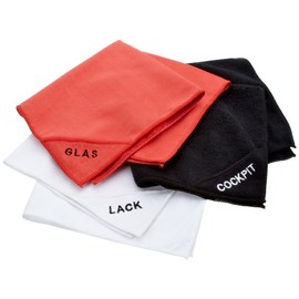 NIGRIN Mikrofaser-Set für Lack, Glas und Cockpit, kratzerfreies Auspolieren, Reinigung von Autoscheiben, Reinigung von allen Kunststoffen im Innenraum, je 40x40 cm