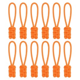 TIXIPEM Zipper Pull Replacement [12PCS] - Extender Woven Rope Zipper Heads Use for Luggage & Backpack & Jacket - [Orange]