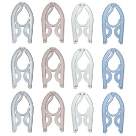 12PCS Foldable Travel Hangers, Portable Folding Travel Hangers, Collapsible Hangers for Clothes, Space Saving Hangers for Clothes, Non-Slip & Lightweight for Home and Travel (4 Colors)