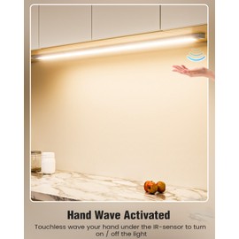 MYPLUS 36 Inch Under Cabinet Lights with Hand Wave, Under Counter Lighting 4000K Natural White,Dimmable,Plug and Play,LED Lights for Kitchen Cabinet, Cupboard, Closet, Desk